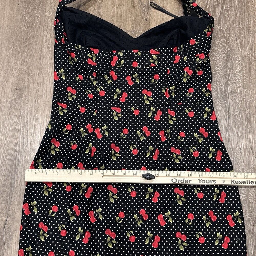 Stop Staring Dress Womens XL Wiggle Midi Retro Pinup Black Cherry Halter NEW - Picture 8 of 15